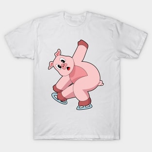 Pig Ice skating Ice skates T-Shirt